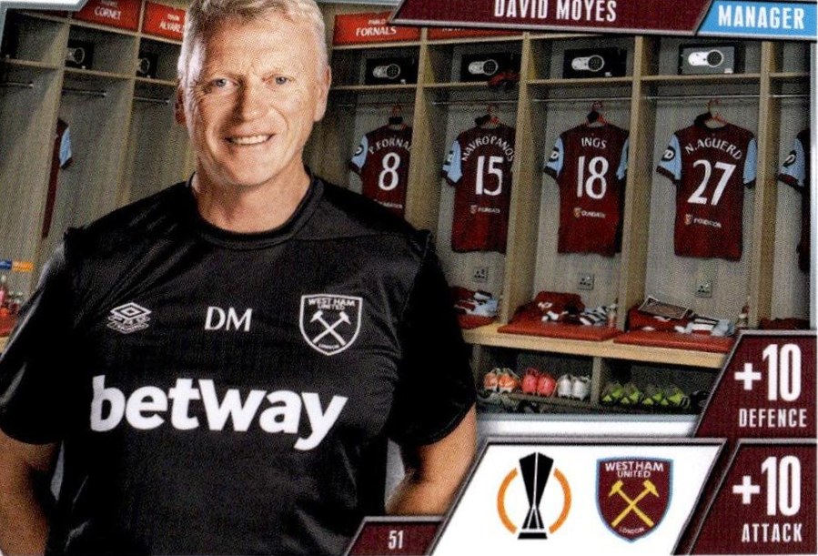 David Moyes 2023 Topps Match Attax UEFA Club Competitions Extra