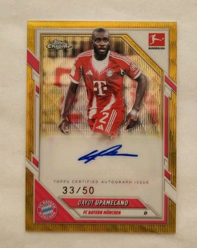 Dayot Upamecano 2025 Topps Chrome Bundesliga Gold Wave /50