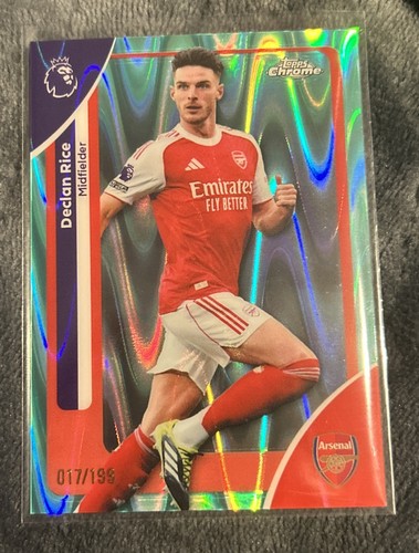 Declan Rice 2025 Topps Chrome Aqua Raywave Refractor /199