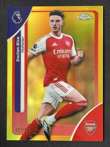 Declan Rice 2025 Topps Chrome Yellow Refractor /275