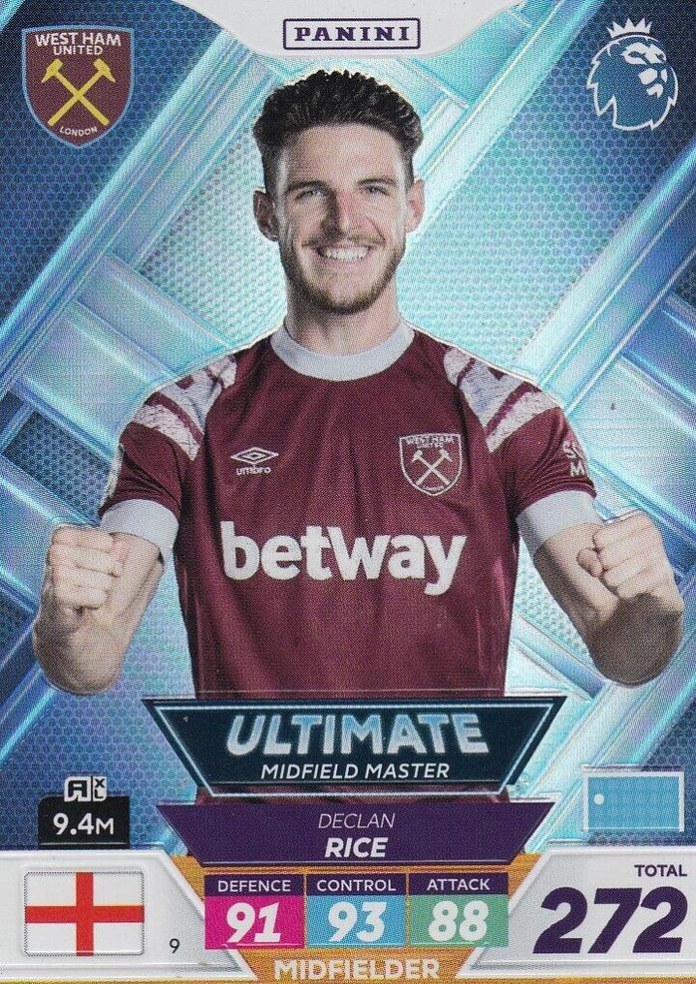 Declan Rice 2023 Panini Adrenalyn XL Premier League Plus