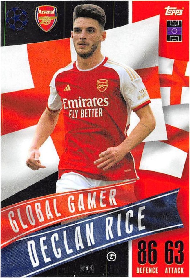 Declan Rice 2023 Topps Match Attax UEFA Club Competitions Extra