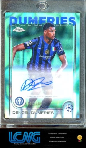 Denzel Dumfries 2024 Topps Chrome UEFA Aqua Lava /199