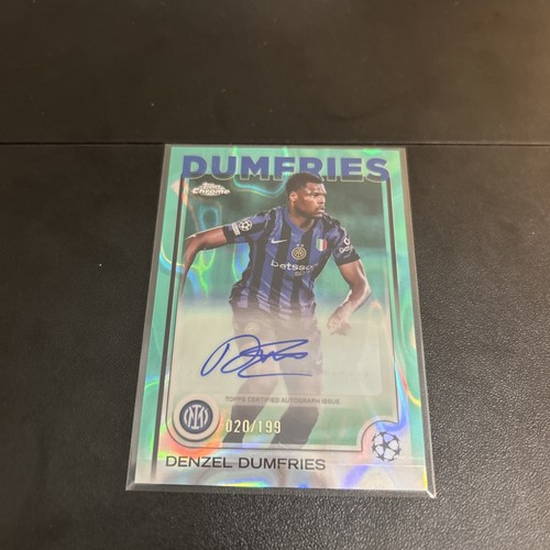 Denzel Dumfries 2024 Topps Chrome UEFA Aqua Rifrattore 153/199