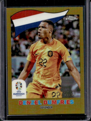 Denzel Dumfries 2024 Topps Chrome UEFA Euro Gold Refractor /50