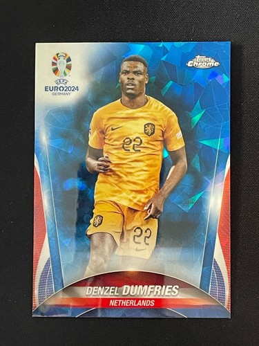 Denzel Dumfries 2024 Topps Chrome UEFA Euro Zaffiro