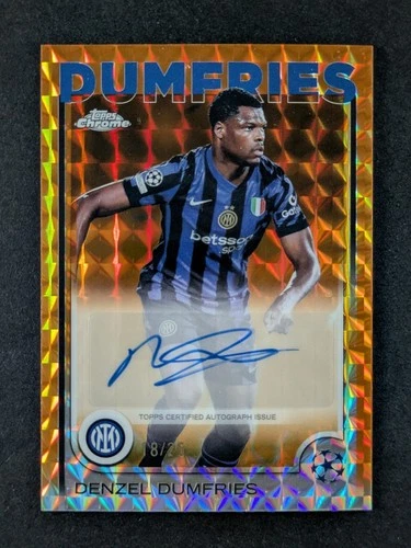 Denzel Dumfries 2024 Topps Chrome UEFA Orange Geometric Refractor /25