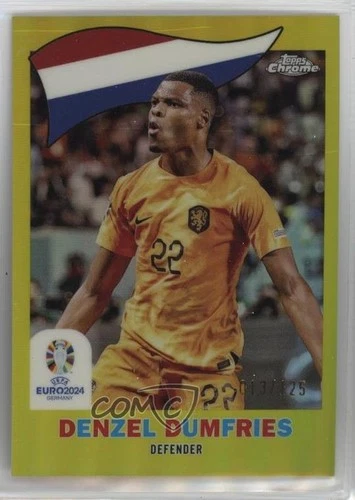 Denzel Dumfries 2024 Topps Chrome Yellow Refractor 13/125