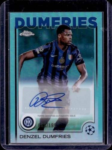 Denzel Dumfries 2024 Topps Cromo UEFA Aqua Refractor /199