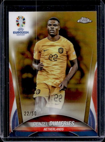 Denzel Dumfries 2023 Topps Cromo UEFA Euro Oro Refractor /50