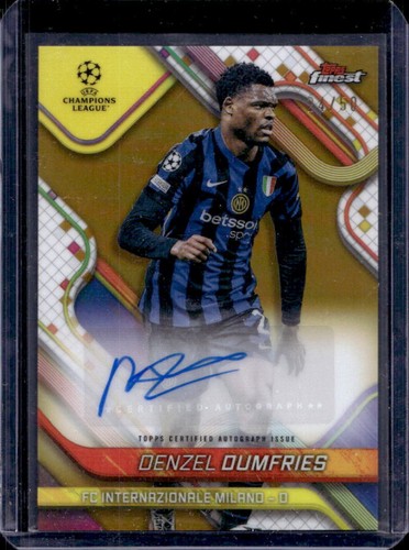 Denzel Dumfries 2024 Topps Finest Gold Refractor /50
