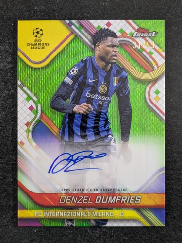 Denzel Dumfries 2024 Topps Finest Neon Green Wave /99