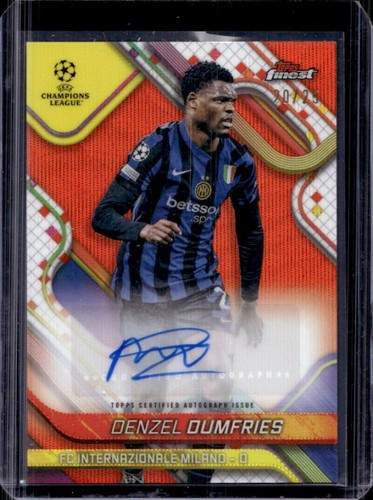 Denzel Dumfries 2024 Panini Finest Orange Wave Refractor /25
