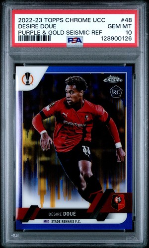Deseo Doué 2022 Topps Cromo UEFA Purple Gold Refractor