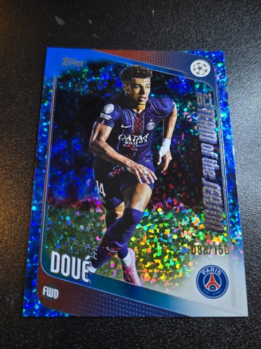Desire Doué 2026 Topps UEFA Blue Sparkle /150