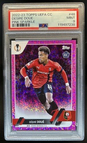 Desire Doué 2023 Topps UEFA Pink Sparkle Foil