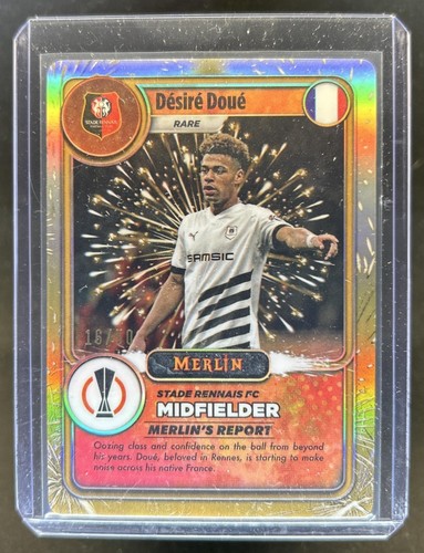 Desire Doue 2023 Topps Chrome Merlin UEFA Gold Refractor /50