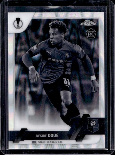 Desire Doue 2022 Topps Chrome UEFA Black and White Refractor #48