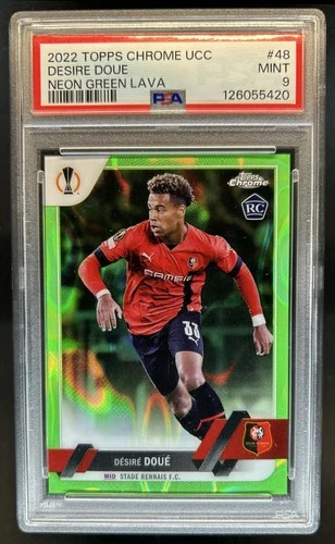 Desire Doue 2023 Topps Chrome UEFA Lava Green Refractor #48