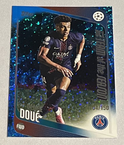 Desire Doue 2025 Topps Flagship Blue Sparkle /150