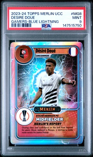 Desire Doue 2023 Topps Merlin Chrome Blue Lightning /75