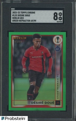 Desire Doue 2022 Topps Merlin Chrome Green Refractor /99