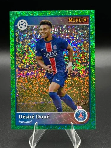 Desire Doue 2024 Topps Merlin Chrome Green Sparkle /99