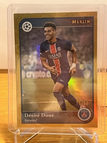 Desire Doue 2024 Topps Merlin UEFA Club Competitions Gold Refractor /50