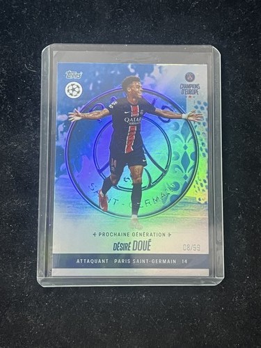 Desire Doue 2024 Topps PSG Champion D'Europe Blue /99