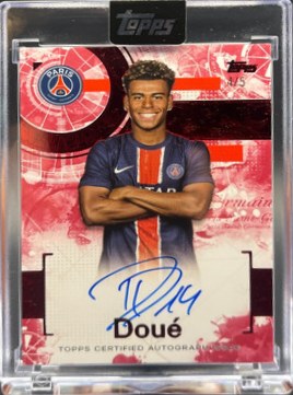Desire Doue 2024 Topps PSG Exhibition Red Ruby /5