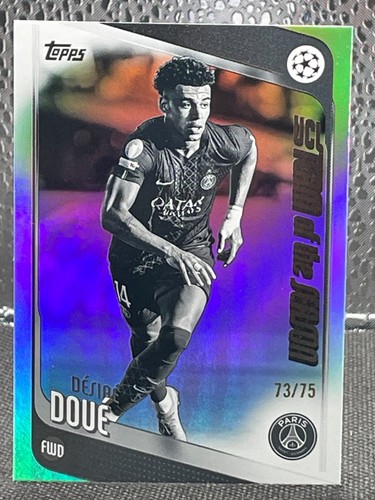 Desire Doue 2025 Topps UEFA Champions League Black & White Foil /75