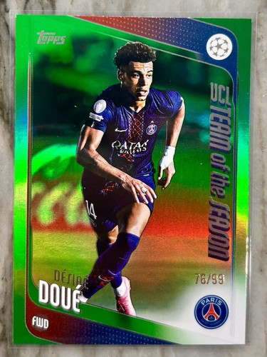 Desire Doue 2025 Topps UEFA UCC Green Raindrops /99
