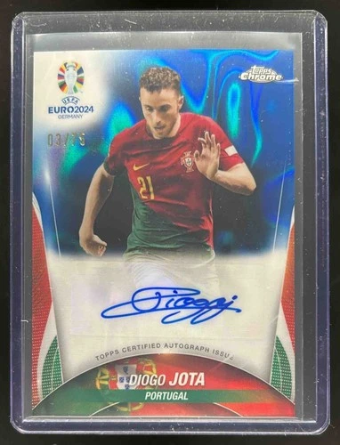 Diogo Jota 2023 Topps Chrome UEFA Euro Blue Lava Refractor /75