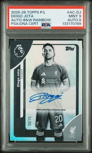 Diogo Jota 2025 Topps Premier League Black and White Rainbow /75
