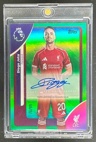 Diogo Jota 2025 Topps Premier League Green Rainbow Foil /99