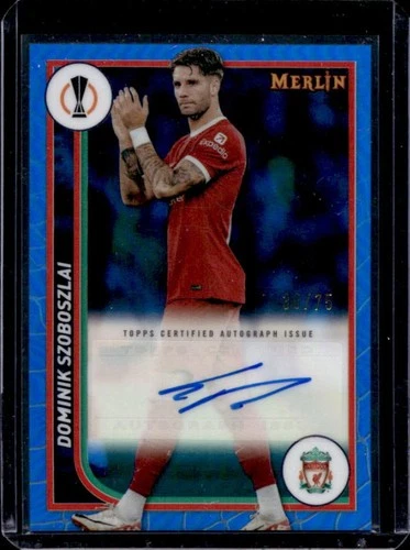 Dominik Szoboszlai 2023 Topps Chrome Merlin UEFA Blue Refractor /75