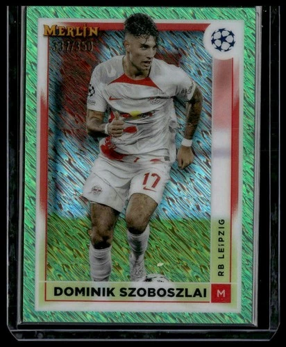 Dominik Szoboszlai 2023 Panini Merlin Chrome Neon Green Shimmer Refractor /350