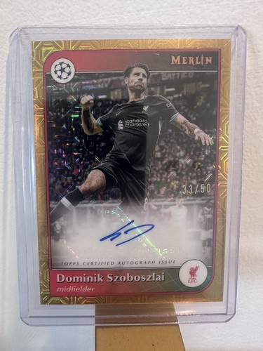 Dominik Szoboszlai 2024 Topps Merlin Chrome UCC Gold Speckle Refractor /50