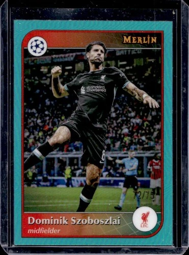 Dominik Szoboszlai 2024 Topps Merlin Chrome UEFA Aqua Refractor /75