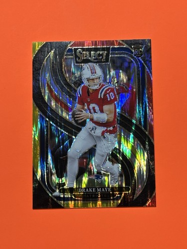 Drake Maye 2024 Panini Select Yellow Red Shock Prizm #113