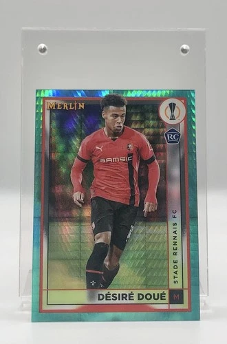 Désiré Doué 2022 Topps Merlin Chrome Aqua Prizm