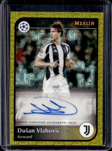 Dusan Vlahovic 2024 Topps Merlin Chrome Gold Mojo Refractor /50