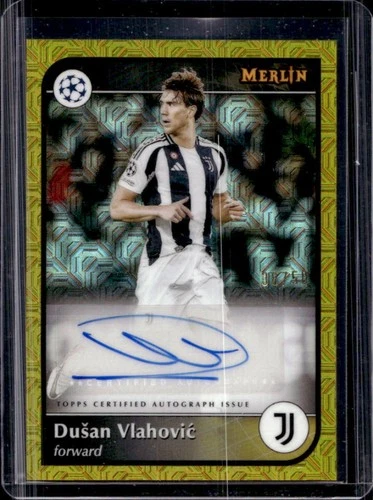 Dusan Vlahovic 2024 Topps Merlin Chrome Gold Refractor /50