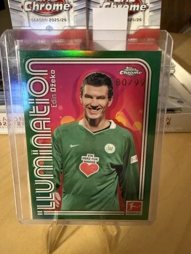 Edin Dzeko 2025 Topps Chrome Bundesliga Green Refractor /99