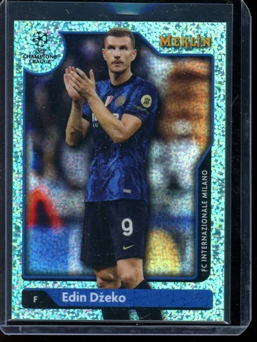Edin Dzeko 2021 Topps Chrome Merlin UEFA Aqua Speckle Refractor /199