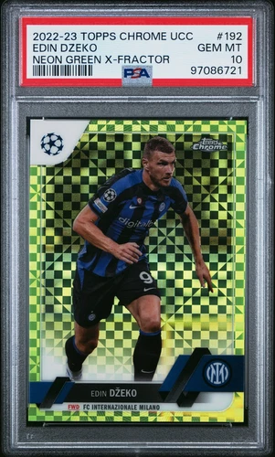 Edin Dzeko 2022 Topps Chrome UEFA Club Neon Green X-Fractor /399