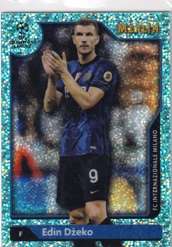 Edin Dzeko 2021 Topps Merlin Chrome Aqua Speckle /199