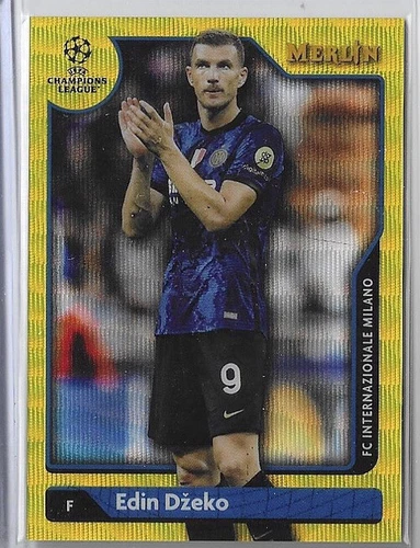 Edin Dzeko 2021 Topps Merlin Chrome Yellow Wave Refractor /225
