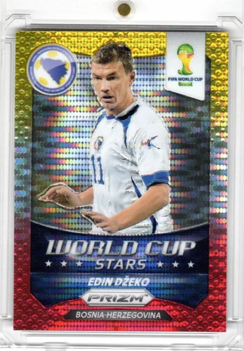 Edin Dzeko 2014 Panini Prizm World Cup Red Yellow Pulsar