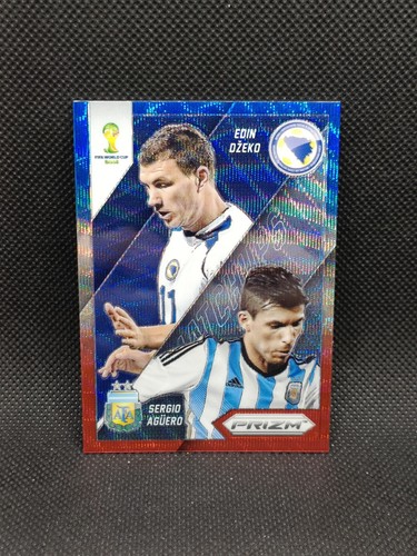 Edin Dzeko & Sergio Aguero 2014 Panini Prizm Red Blue Wave